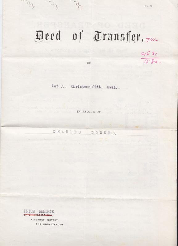 Rhodesia Sc 118c/136 on 1919 Deed of Transfer, Fresh & VF   