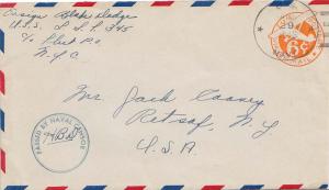 United States Ships 6c Monoplane Airmail Envelope 1943 U.S. Navy U.S.S. LST 3...