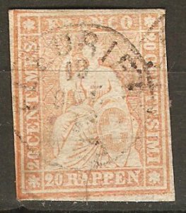 Switzerland 39 Mi 16 IIA Used F/VF 1854 SCV $77.50