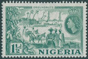 Nigeria 1953 SG71 1½d blue-green QEII Groundnuts MLH