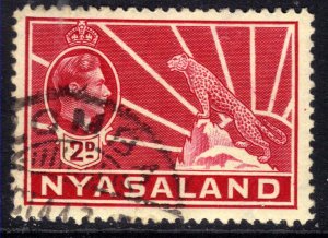 Nyasaland 1938 - 44 KGV1 2d Carmine used SG 133a ( D1370 )