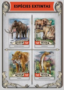 Prehistoric Wild Animals Stamps Niger 2016 MNH Extinct Species Smilodon 4v M/S