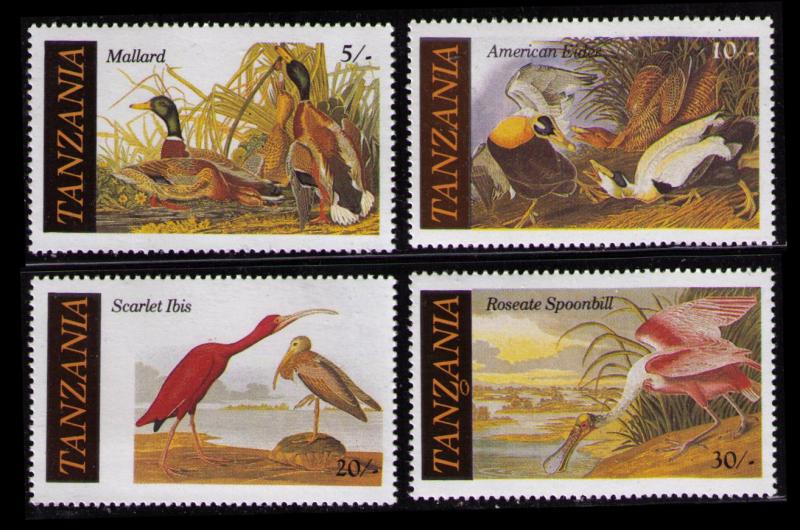 TANZANIA 1986 ENDANGERED WILDLIFE, BIRDS SC #306-309 CPL SET 4 MNH (U291)