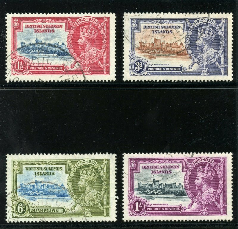 Solomon Islands 1935 KGV Silver Jubilee set complete VFU. SG 53-56. Sc 60-63.