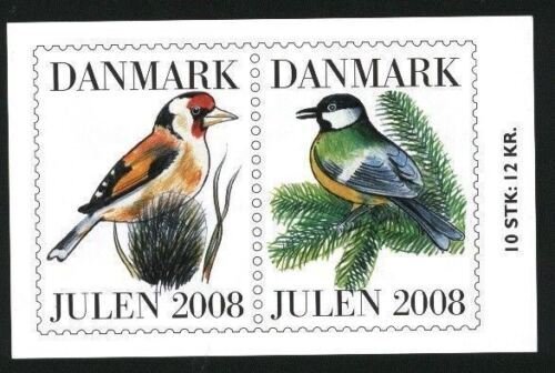 Denmark.  Booklet 2008  10 Christmas Seals MNH. Winter Birds.