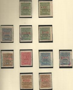 U.S. Revenue Western Telegraph Stamps - Used Set of 11