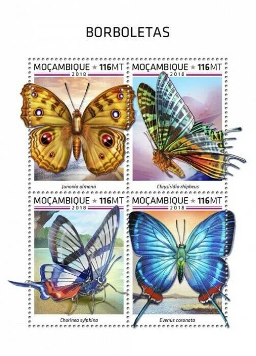 HERRICKSTAMP NEW ISSUES MOZAMBIQUE Butterflies Sheetlet