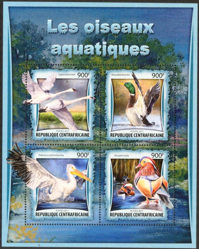 Central African Republic 2017 Water Birds Sheet MNH