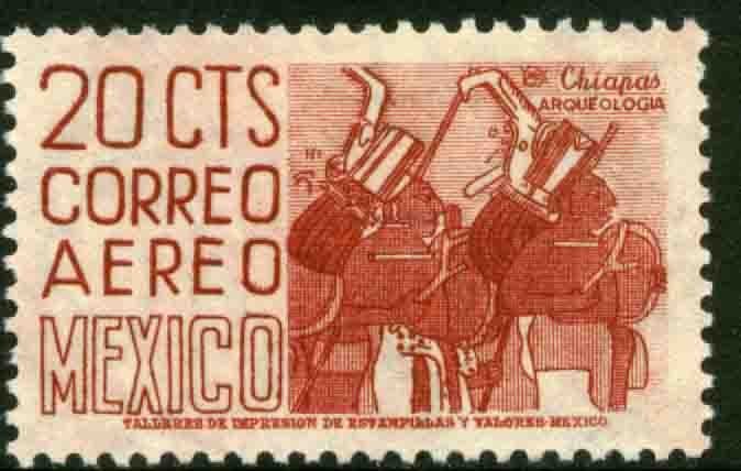 MEXICO C220 20¢ 1950 Def 6th Issue Fosforescent unglazed MINT, NH. F-VF.