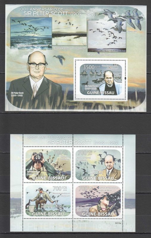 B1217 2009 Guinea-Bissau Fauna Birds Sir Peter Scott Wwf Birds 1Kb+1Bl Mnh