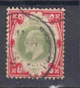 J44119 JL Stamps 1902-11 great britain 1sh used #138 king $40.00 scv