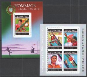 St780 2014 Guinea Sport Football Eusebio Portugal Kb+Bl Mnh Stamps