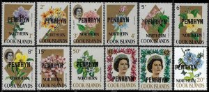 1973 Penrhyn Island 29-40 Flowers Overprint - #153-169