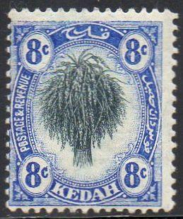 Kedah 1912 8c black and ultramarine  MH