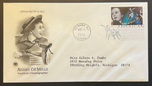 AGNES DEMILLE MAY 4 2004 NEWARK NJ FIRST DAY COVER (FDC) BX2A1