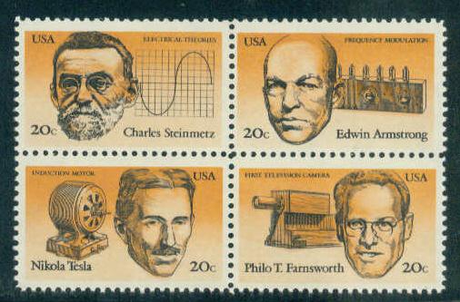 2055-2058 20c Inventors Fine MNH Plt/4 LL 5 3 F10717