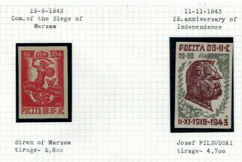 POLAND WW2 Page *POW Camp Post* Stamp{2} WOLDENBERG Oflag 11c Germany 1943 EP665
