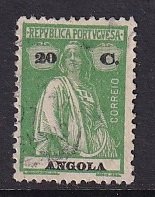 Angola   #158S  used  1921  Ceres 20c    perf 12 x 11 1/2