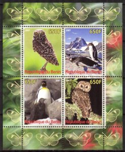 Benin 2007 Birds Penguins and Owls (II) Sheet MNH