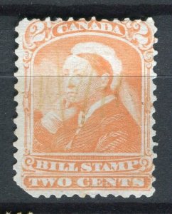 CANADA; 1870s classic QV Revenue Bill Stamp fine used 2c. value