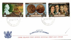 FIRST DAY COVER COOK ISLANDS 5th ANNIVERSARY OF SELF-GOVERNMENT 3 VALUES 1970