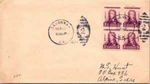 FDC 1933 SC #726-A229 No Cachet - Savannah, GA - Block of 4 - F60831