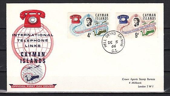 Cayman Is., Scott cat. 189-190. Telephone System issue. First Day Cover.