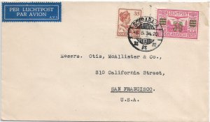 Soerabaja, Batavia, DEI to San Francisco, Ca 1934 Trans-Pacific Airmail (51248)