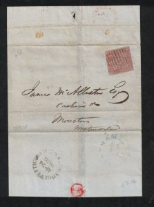 New Brunswick #1 Very Fine Used On Folded Letter To Moncton NB