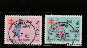 Norway  Scott#  802-803  Used  (1982 Fight Against Tuberculosis)