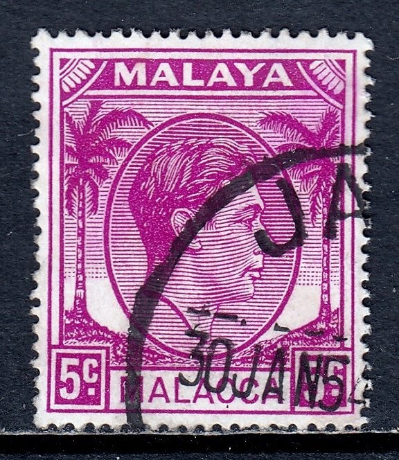 Malaya (Malacca) - Scott #22 - Used - CTO, color bleed UR corner - SCV $1.75