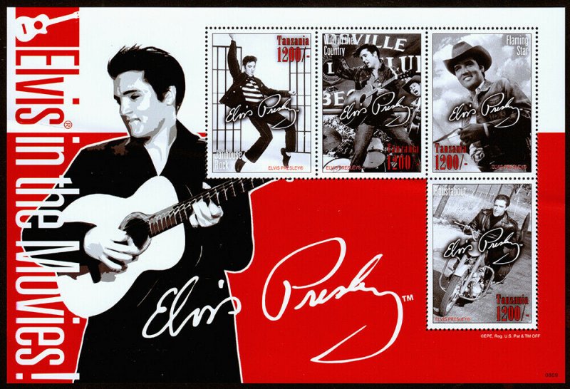 Tanzania (2008) Elvis in the Movies Souvenir Sheet, Mint NH VF C