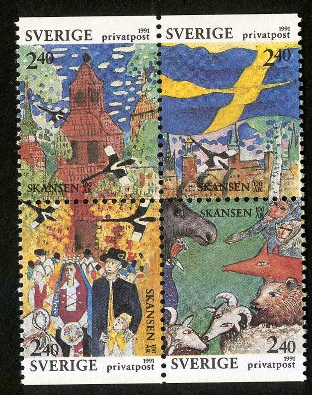 SWEDEN 1886a MNH BLOCK/4 SCV $3.80 BIN $2.00 PLACES
