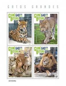 Guinea-Bissau - 2019 Big Cats - 4 Stamp Sheet - GB190206a