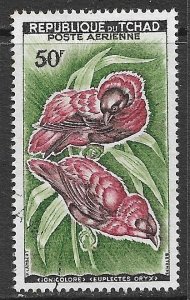 CHAD 1961-63 50fr Red Bishops BIRDS Airmail Issue Sc C2 VFU