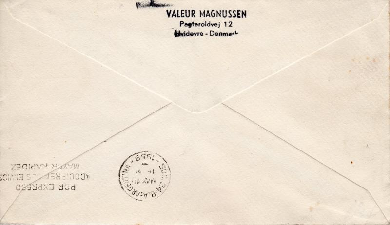 Denmark 1959 Sc#369 BALLET DANCER Pair FDC send to Argentina Postal History