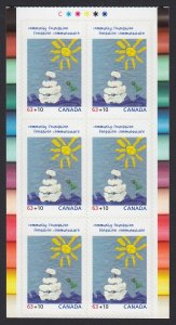 BACK OF BOOK = COMMUNITY FOUNDATION = BLOCK of 6 cut fr BK MNH Canada 2013 #B20