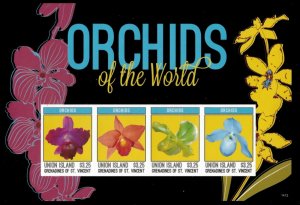 Union Island 2014 - Flowers Orchids - Sheet of 4 IMPERF Stamps - MNH