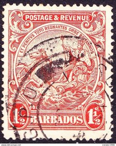 BARBADOS 1933 KGV 1½d Orange SG231d Used