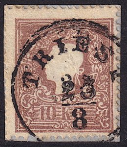Austria - 1858 - Scott #10 - used on piece - TRIEST pmk Italy