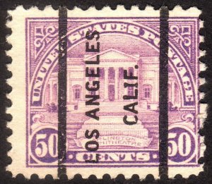 1922, US 50c, Arlington Amphitheatre, Used, Los Angeles precancel, Sc 570