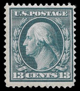 U.S. Scott #339 / $37.50 - 13c Blue Green, MH OG, Fine