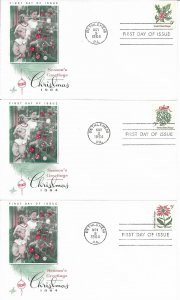 1964 FDC, #1254-1257, 1257a, 5c Christmas, Art Craft (5) - single/block of 4