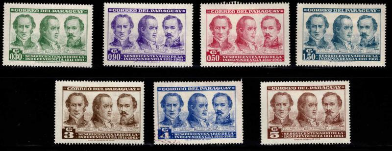 Paraguay Scott 582-588 mixed MH* stamps 4G Used light cancel