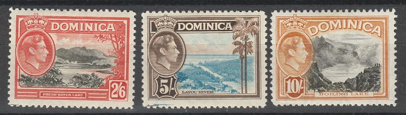 DOMINICA 1938 KGVI PICTORIAL 2/6 5/- AND 10/- TOP 3 VALS