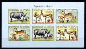 [95636] Guinea 1999 Wild Life Springbok Lion Rhino Imperf. Miniature Sheet MNH