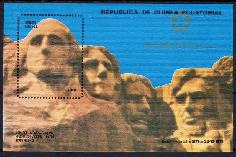 Equatorial Guinea 1976 Mi#Bl.222  American Bicentennial Mount Rushmore S/S MNH