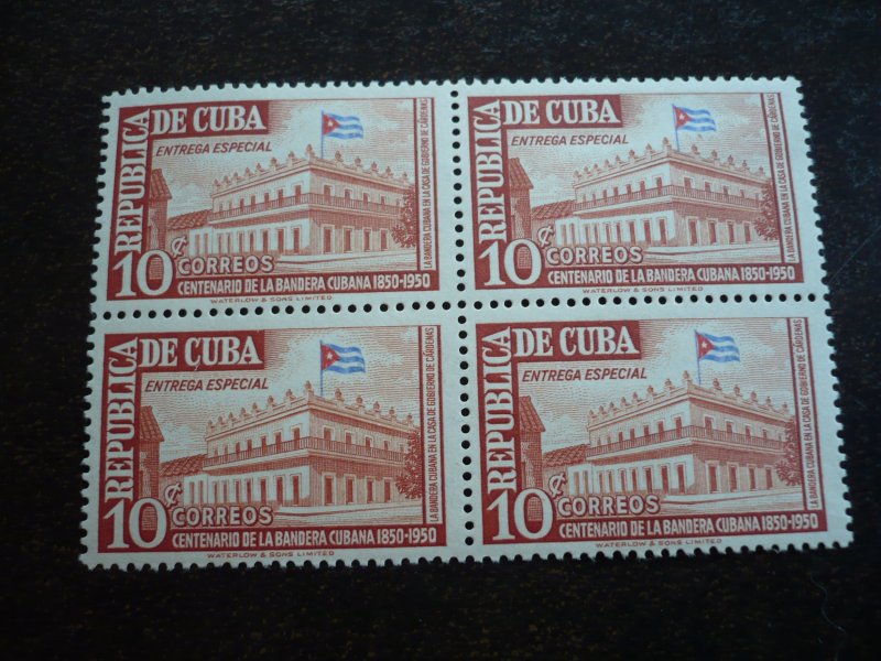 Stamps - Cuba - Scott# C41-C43,E13 - Mint Hinged Set of 4 Stamps in Blocks of 4