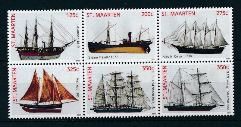 [SM175] St. Martin Maarten 2013 Sailing Ships MNH