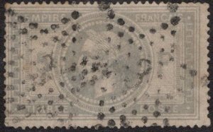 FRA SC #37 U 1869 Napoleon III 3 in star w/flts CV $750.00